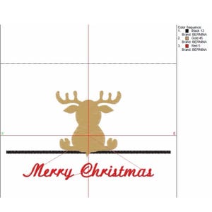 Christmas deer machine embroidery design Merry Christmas instant digital download pattern holiday designs in the hoop file towel pes files image 3