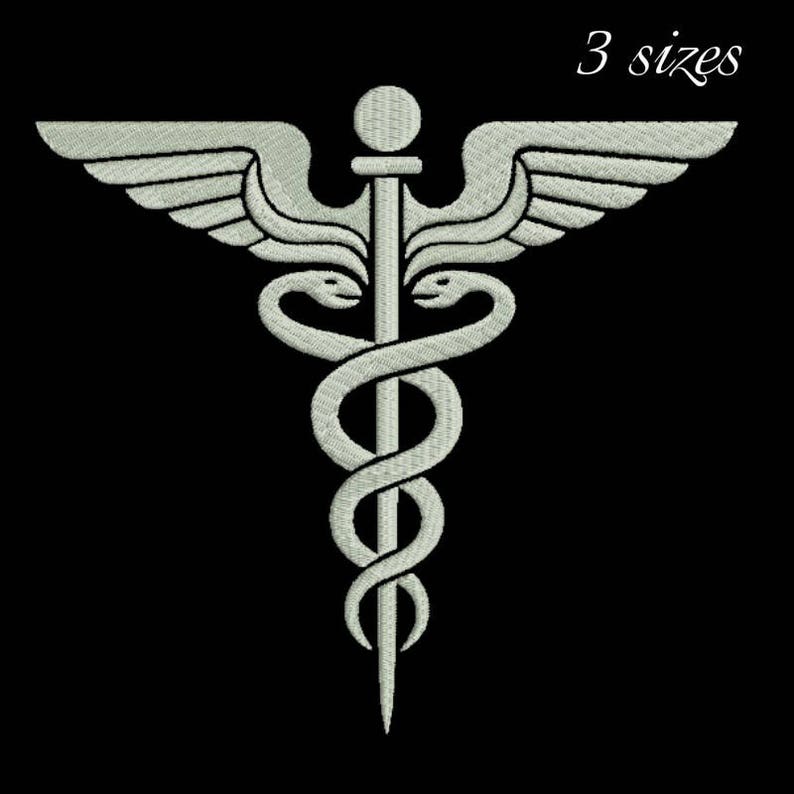 Medical Embroidery Design Caduceus Medical Symbol Designs Etsy