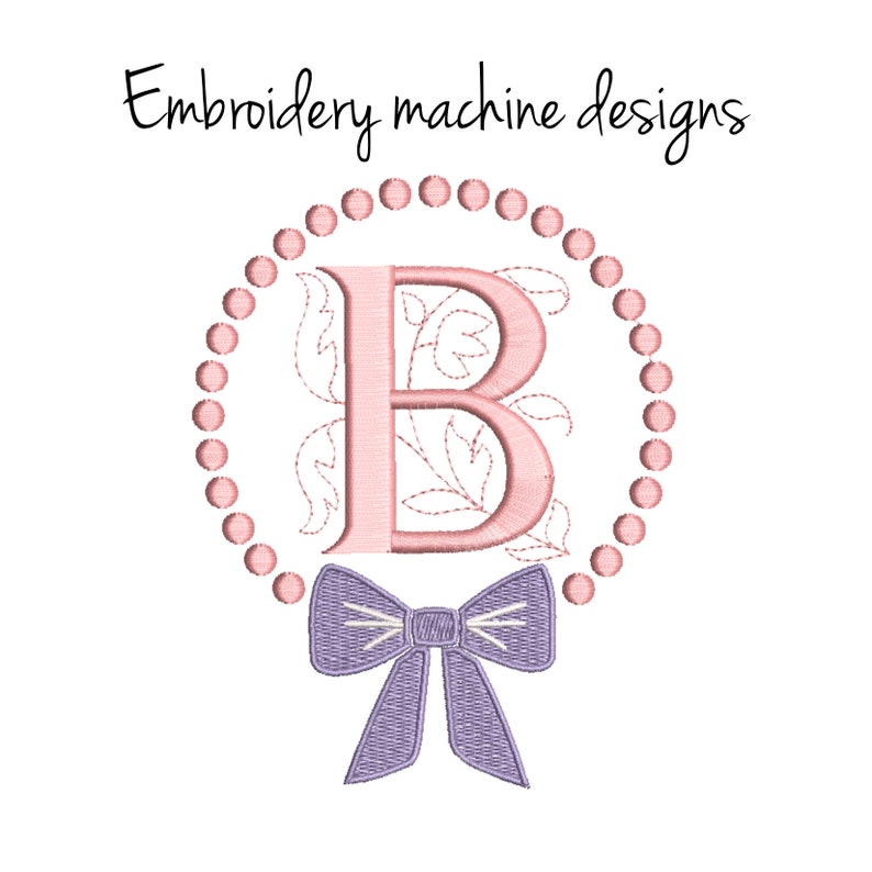 Frame embroidery machine designs circle bow monogram frame pes instant digital download font marriage towel design hoop file image 1