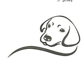 Labrador Embroidery Machine Designs animal pattern digital instant head outline design t-shirt towel dog designs hoop file 0