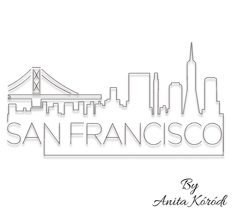 SAN FRANCISCO Skyline Embroidery Machine Designs pes pattern Etsy