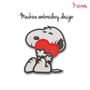 Peanuts Dog love embroidery machine design Valentine's day mini pattern