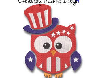 Owl embroidery design Usa Patriot  machine designs pattern instant digital download american pes file designs