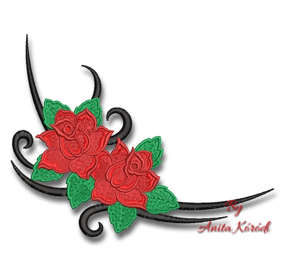 Rose Tatto Embroidery Machine Design pattern instant digital download pes designs hoop file towel Il_570xn