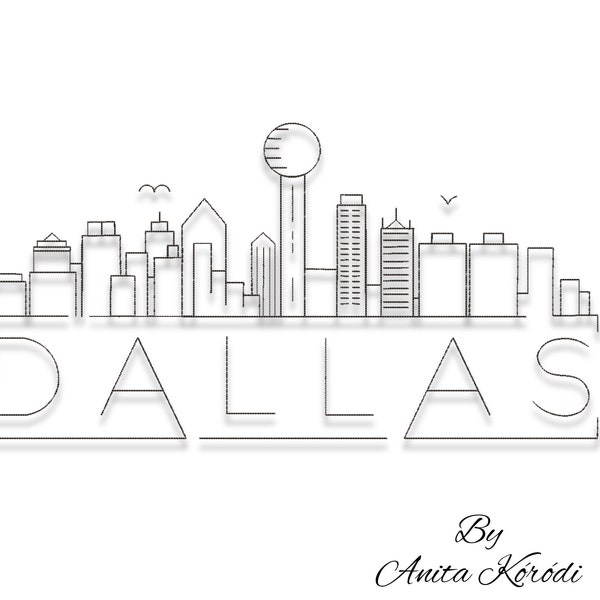 Dallas Skyline Embroidery Machine Designs pes pattern instant digital design