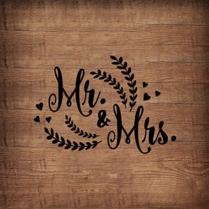 De heer en mevrouw bruiloft huwelijk vinyl graphics svg dxf eps png cdr ai pdf vector kunst clipart instant download digitale knippen afdrukbestand cricut