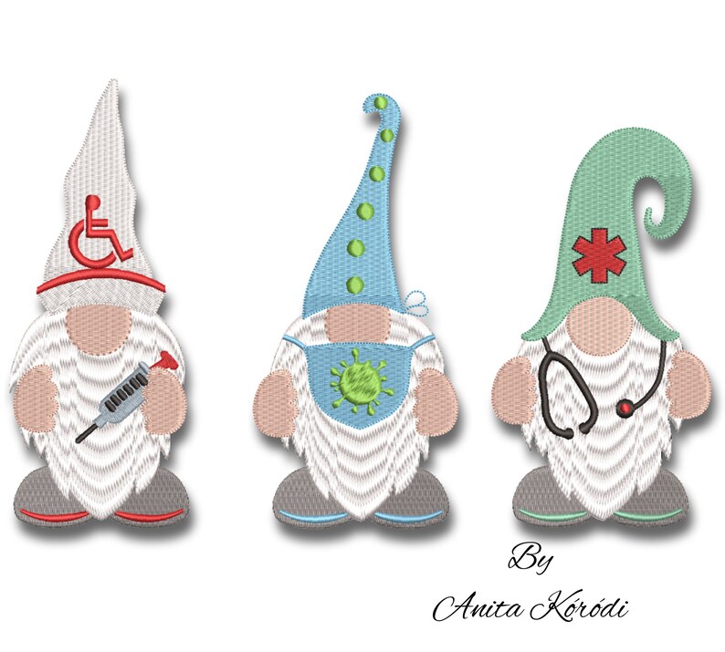 Medical Gnomes Embroidery Machine Designs Nurse Doctors Etsy