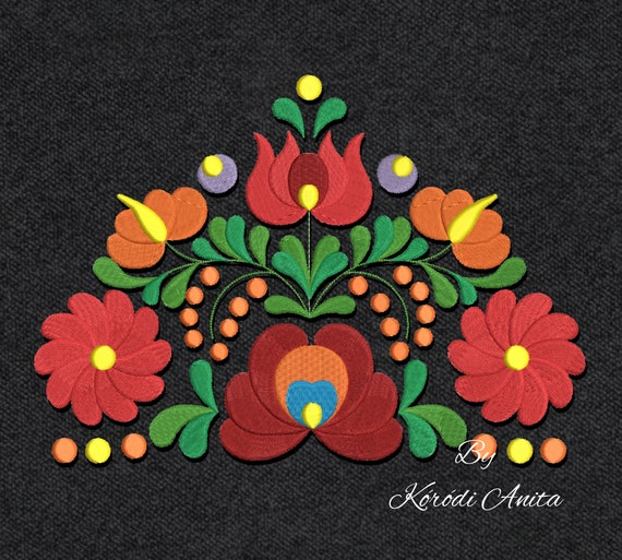 Flower Embroidery Design Hungarian Kalocsa machine pattern folk instant digital download pattern pes designs hoop file towel Il_570xn