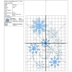 Snowflakes embroidery machine design winter digital instant download pattern hoop pes file image 2