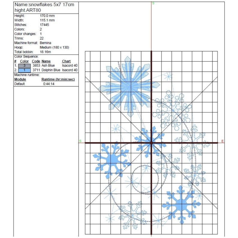 Snowflakes embroidery machine design winter digital instant download pattern hoop pes file image 2