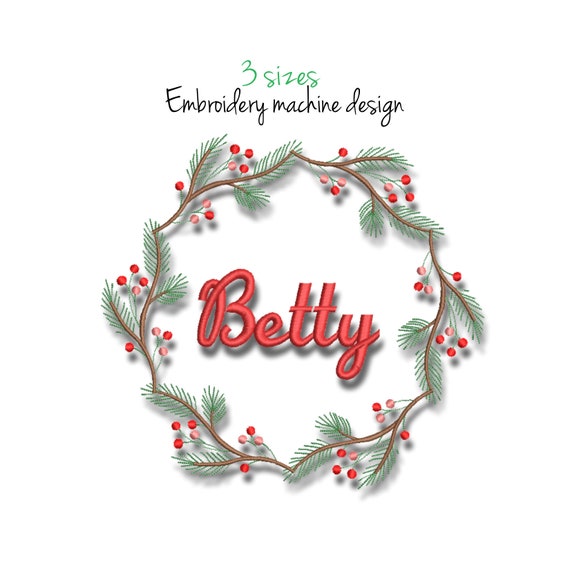 Christmas Frame Embroidery machine designs Holly Wreath pes Il_570xn
