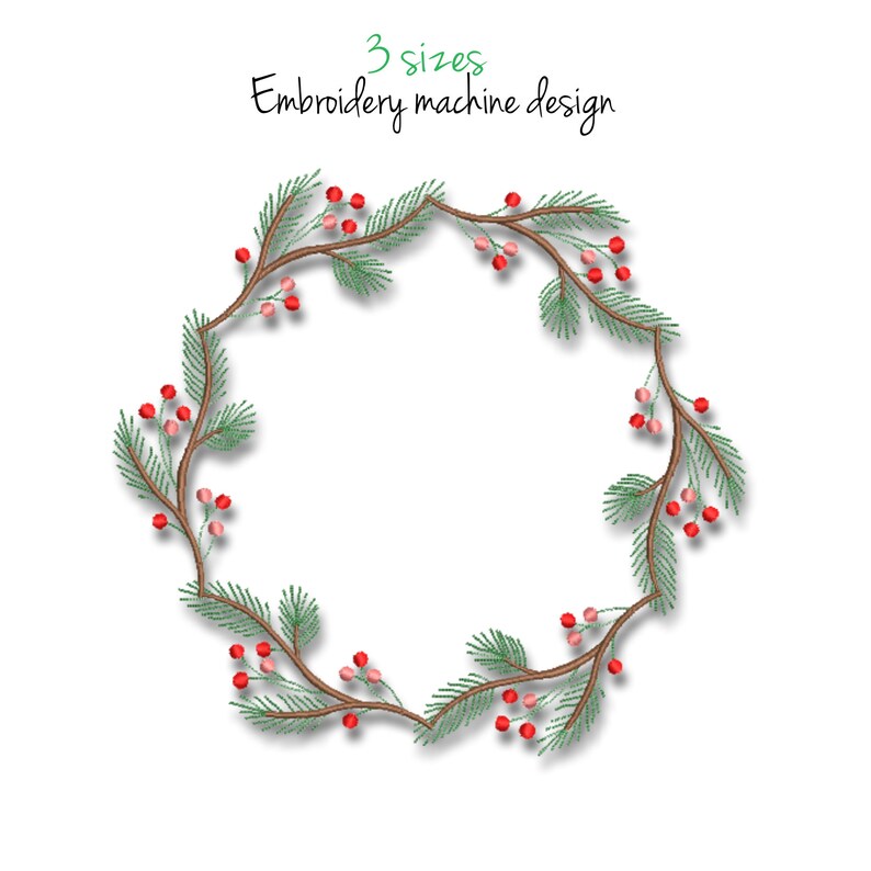 Christmas frame embroidery machine designs holly wreath pes  etsy