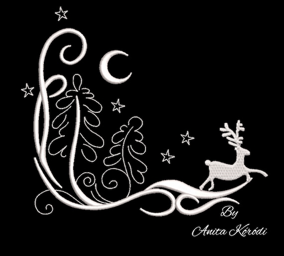 Christmas landscape deer machine embroidery design designs instant digital download pattern Il_570xn