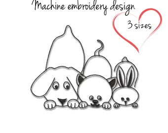 Pets embroidery machine design dog cat bunny animals digital boy instant download pattern hoop pes file