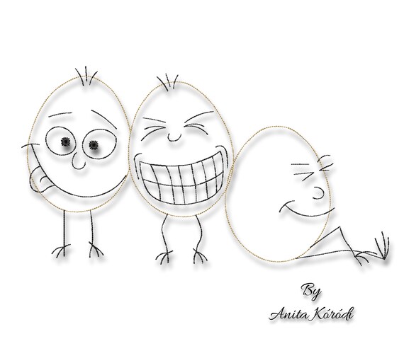 Embroidery Machine Designs Funny Eggs Easter pattern Pes digital instant download Il_570xn