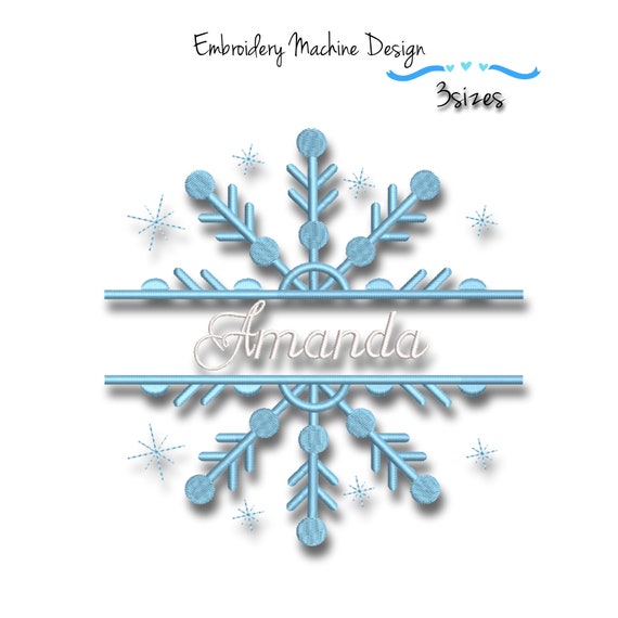 Snowflake frame embroidery machine design monogram winter digital instant download pattern hoop pes file Il_570xn