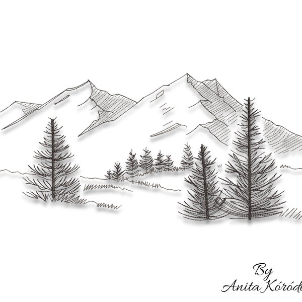 Winter Landscape Embroidery Design Pes Instant Digital Download Pattern