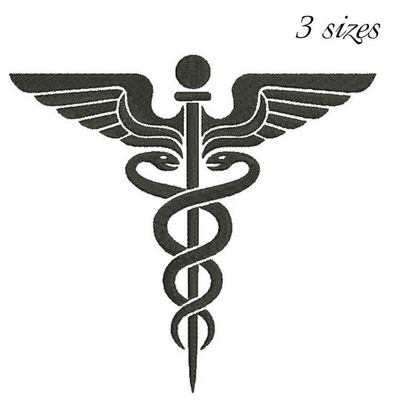 Medical Embroidery Design Caduceus Medical Symbol Designs Etsy
