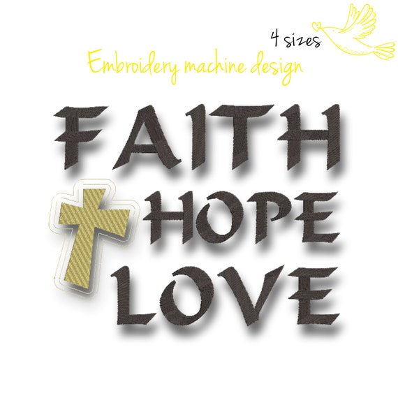 Faith Hope Love Machine Embroidery Design instant download digital pes file Il_570xn
