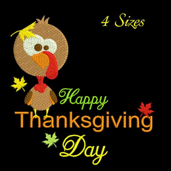 Thanksgiving Turkey machine embroidery design Give thanks designs digital instant download holiday pattern designs hoop file happy pes Il_570xn