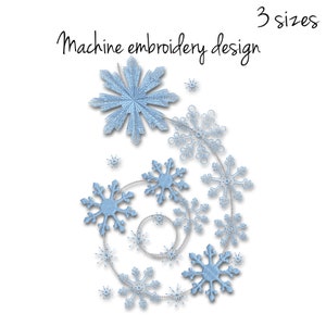 Snowflakes embroidery machine design winter digital instant download pattern hoop pes file image 1