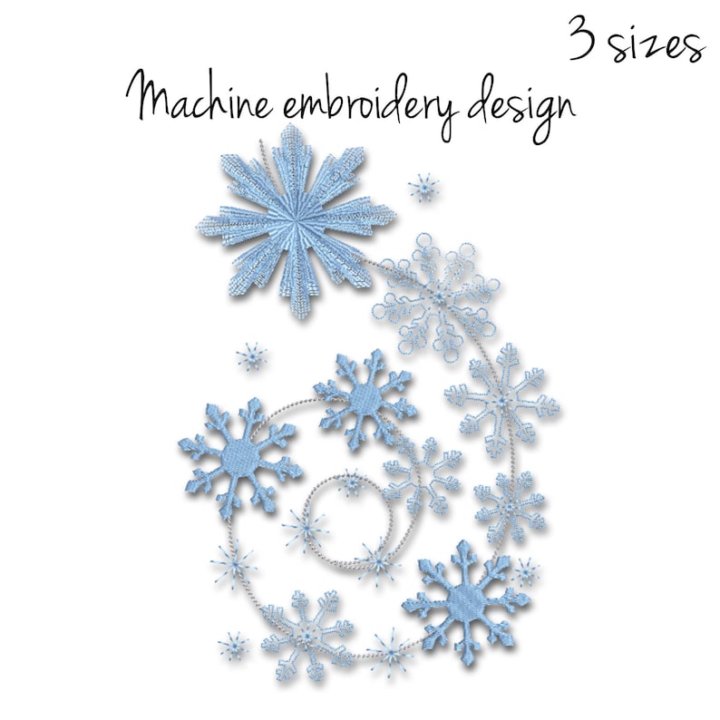 Snowflakes embroidery machine design winter digital instant download pattern hoop pes file image 1