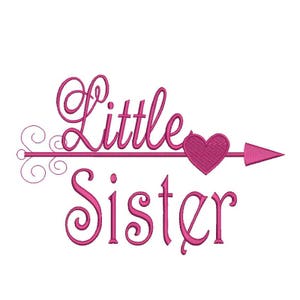 Little sister embroidery design new baby machine designs digital instant download pattern hoop file t-shirt nursery kindergarten heart image 2