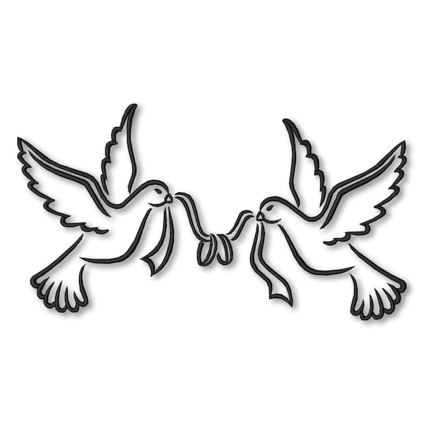 Doves Wedding Ring Love Embroidery Machine Designs pattern digital instant download design pes t-shirt in the hoop file