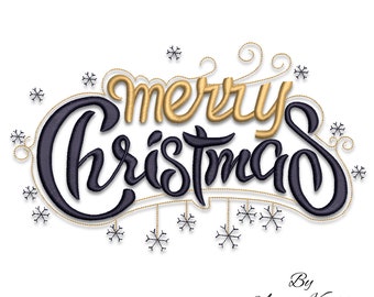 Merry Christmas Embroidery Design Pes Pattern Instant Digital Download