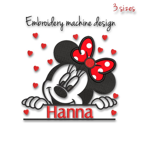 Minnie Mouse embroidery machine designs split pes monogram