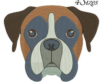 Boxer embroidery machine design animal digital instant download pattern hoop file t-shirt fill stitch dog puppy designs