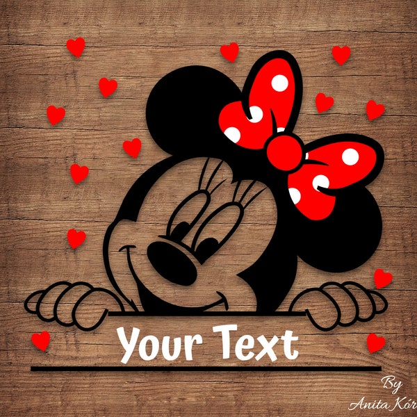 Minnie Mouse Split Monogram Graphics SVG Dxf EPS Png Cdr Ai Pdf Vector Art Clipart descarga instantánea Digital Cut Print File Cricut Silhouette