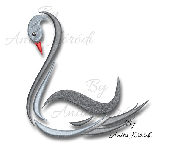 Swan embroidery machine design animal digital pes instant download pattern hoop file Il_570xn