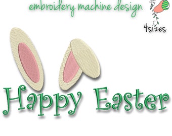 Machine embroidery designs Happy Easter bunny design