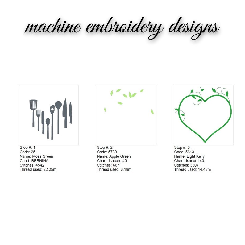 Machine Embroidery Design Kitchen Heart Design Digital Etsy