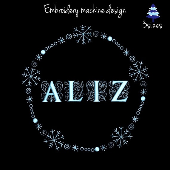 Snowflake Circle Frame Embroidery Machine Designs pes font digital instant download pattern hoop file t-shirt design Il_570xn
