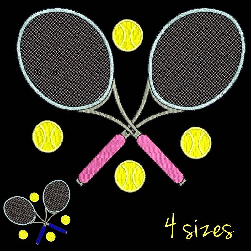 Applique Tennis Racquets Designs for Embroidery Machine Instant Download Digital File Graphic Stitch 4x4 5x7 inch hoop sign sport 590e