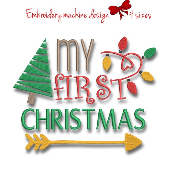 Embroidery machine design my first christmas pes instant digital download pattern gift holiday designs hoop file Il_570xn