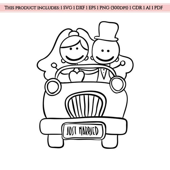 Just married Wedding vinyl Graphics SVG Dxf EPS Png Cdr Ai Pdf Vector ...