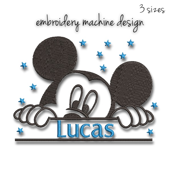 Mickey embroidery machine design split pes monogram