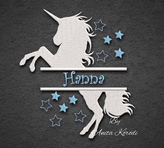 Unicorn embroidery machine designs split pes monogram Il_570xn