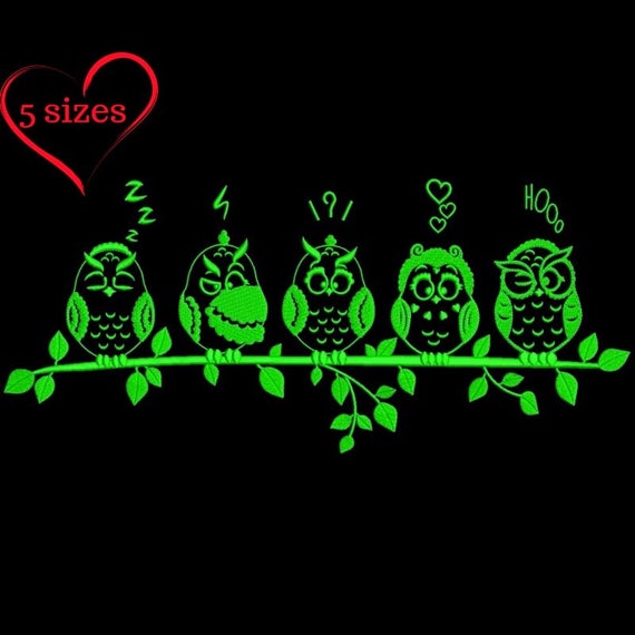 Embroidery machine design owl family bird instant digital designs download pattern pes in the hoop file towel animal Il_570xn
