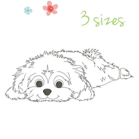 Bichon Havanese embroidery machine design dog animal digital instant download pattern hoop pes file t-shirt outline designs Il_570xn
