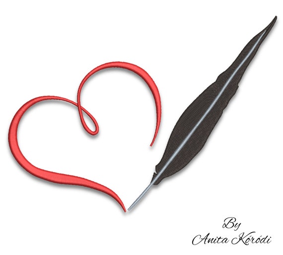 Stickdatei Stickdatei Feder Liebe Herz Pes sofort digital Etsy