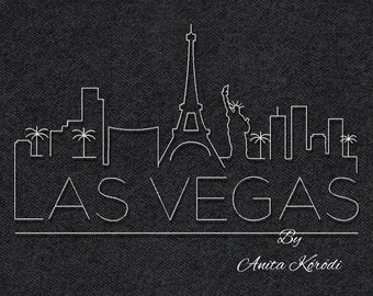 Las Vegas skyline embroidery design for machine pes file