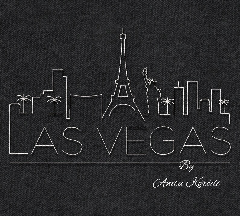Las Vegas Skyline Embroidery Design for Machine Pes File Etsy