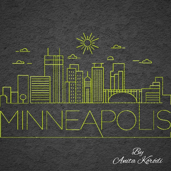 Minneapolis Skyline Embroidery Machine Designs pes pattern instant digital design