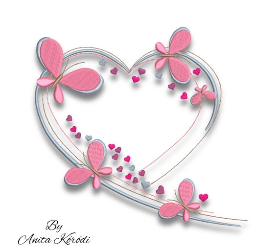 Butterfly embroidery design pes heart pe file digital instant download pattern Il_570xn