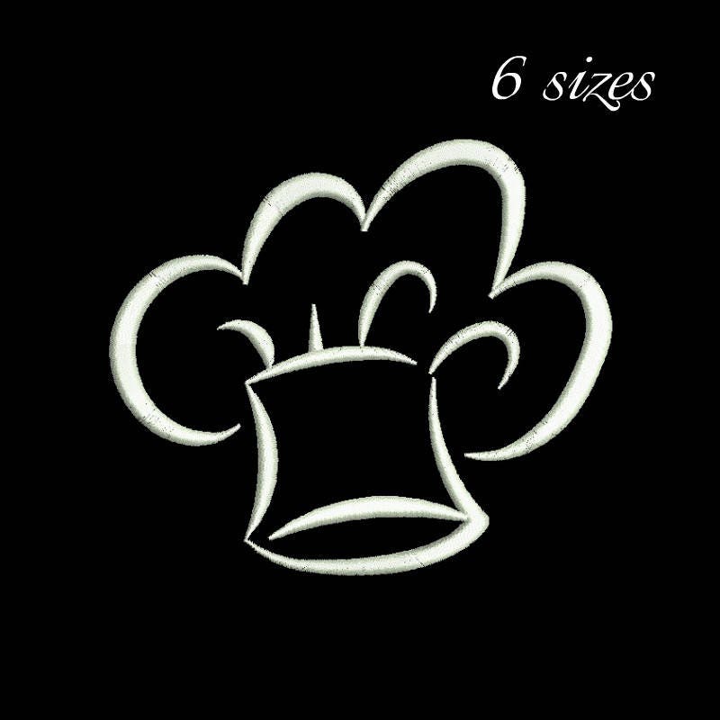 Chef's Hat Embroidery Machine Designs Outline Kitchen Etsy