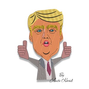Donald Trump thumb up Machine Embroidery Design pes portrait machine digital instant download pattern